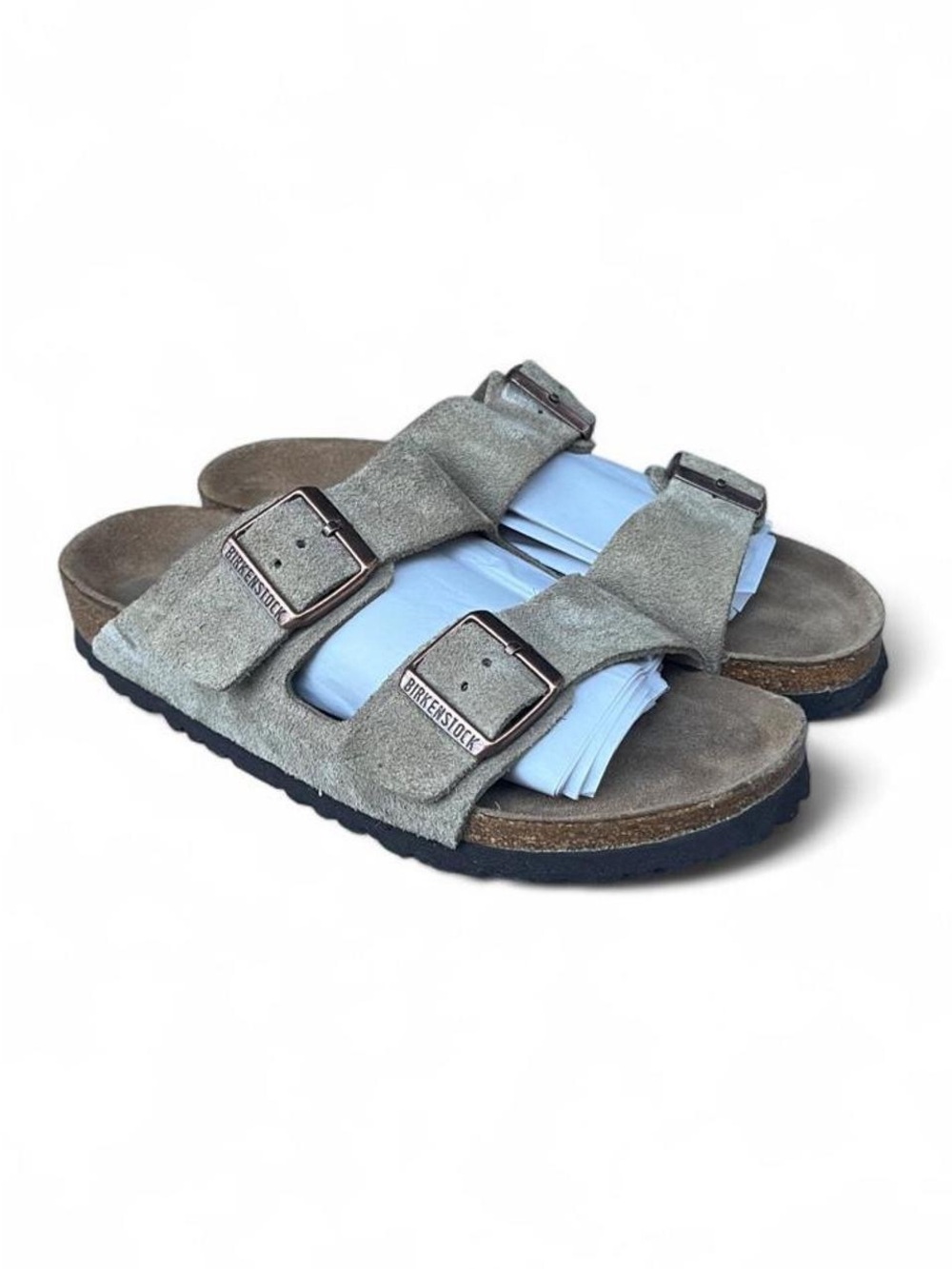 Birkenstock Arizona Taupe Suede Soft Footbed Sandals EU 39 Women’s 8-8.5 Narrow